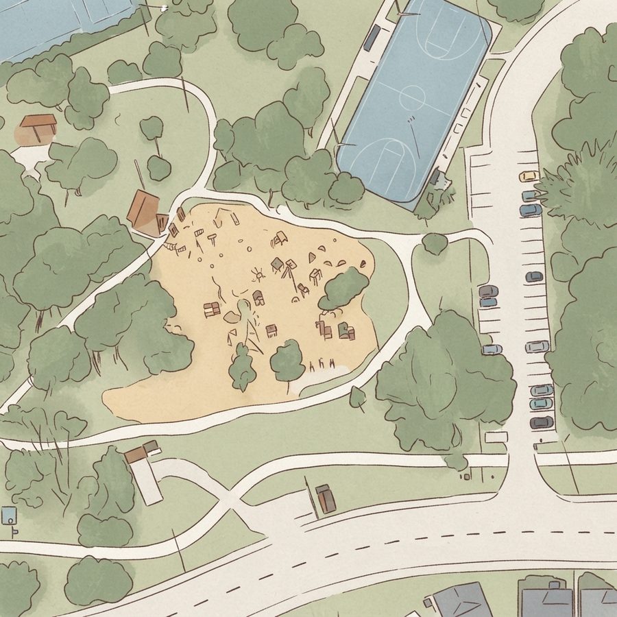 Illustrated map of Greenwood Lakes Park
