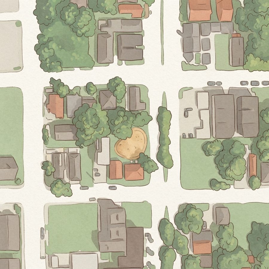 Illustrated map of Gregg Street Park