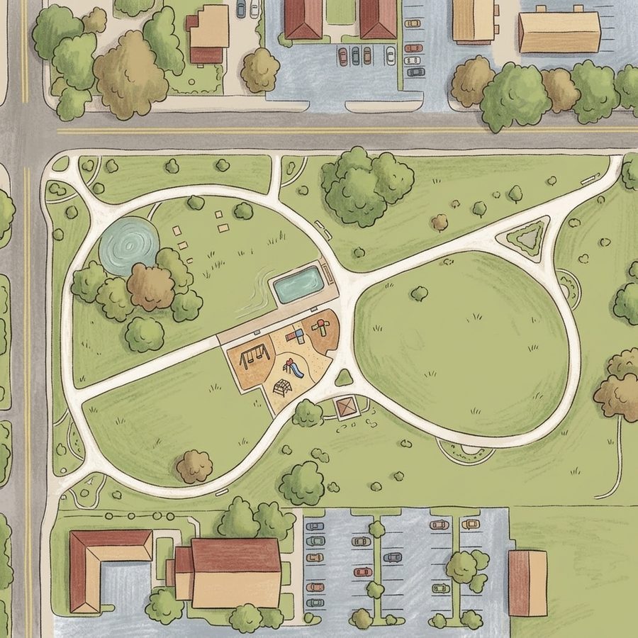 Illustrated map of Griffith Station Park