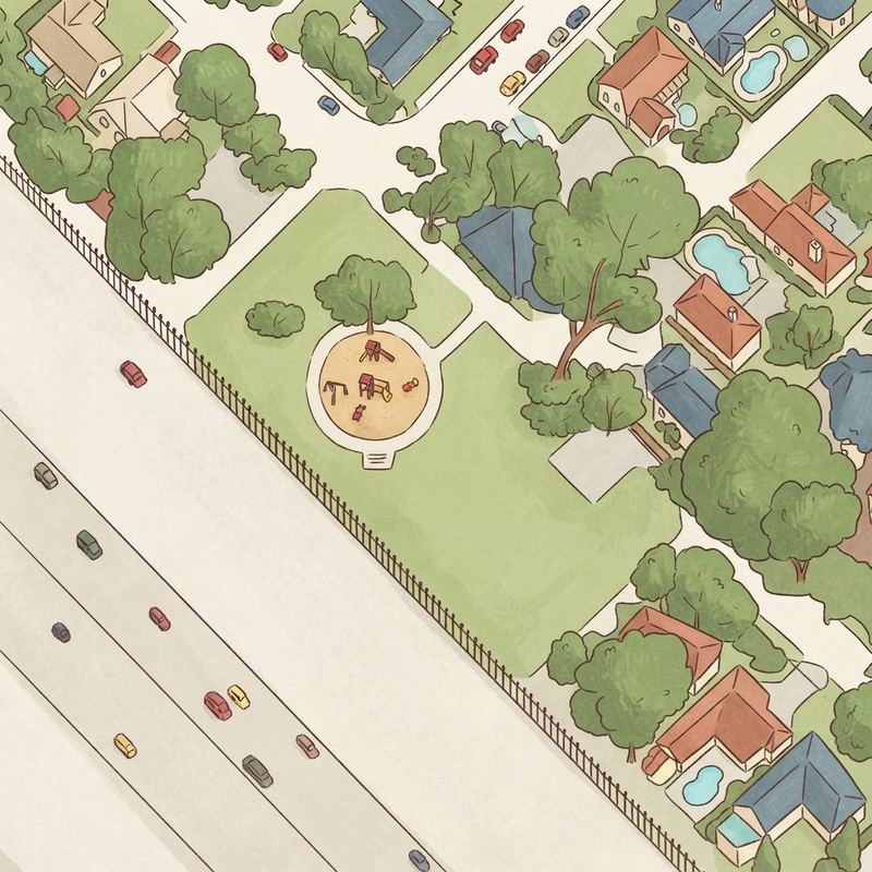 Illustrated map of Grissom Park
