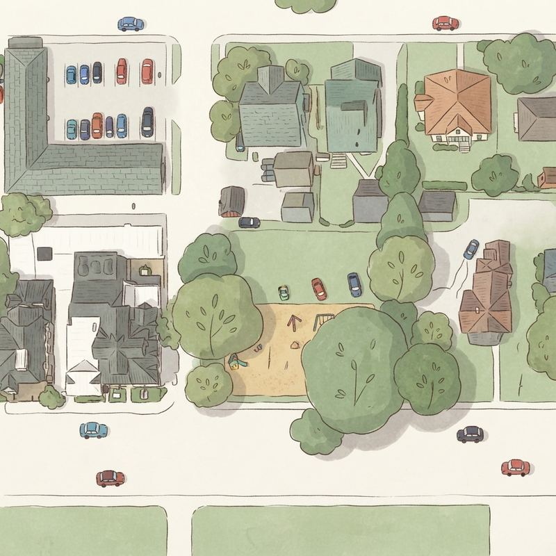 Illustrated map of Grissom Playground and Park