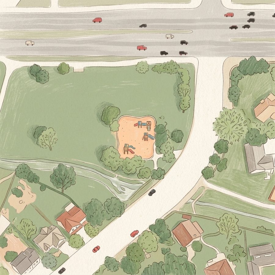 Illustrated map of Hampden Run Park