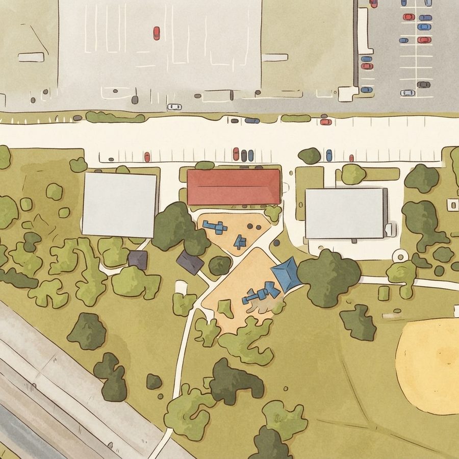 Illustrated map of Harlandale Park playground