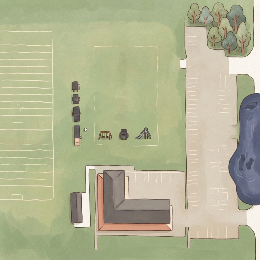 Illustrated map of Harlem Road Park