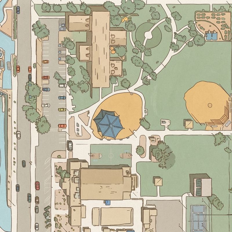 Illustrated map of Harmon Park