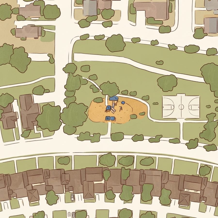 Illustrated map of Harris Heights Playground