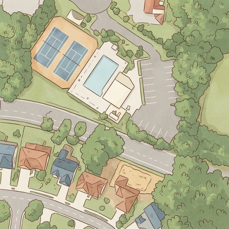 Illustrated map of Harrison Park