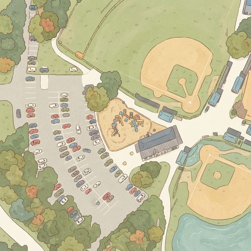 Illustrated map of Harrison Park Playground