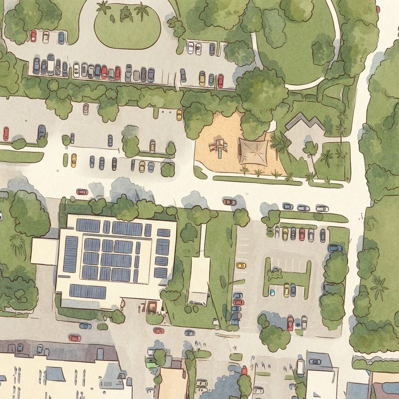 Illustrated map of Harry Berry Park