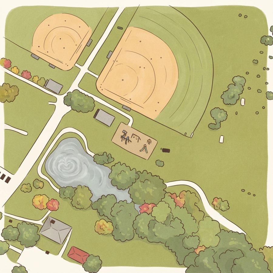 Illustrated map of Harry Myers Park
