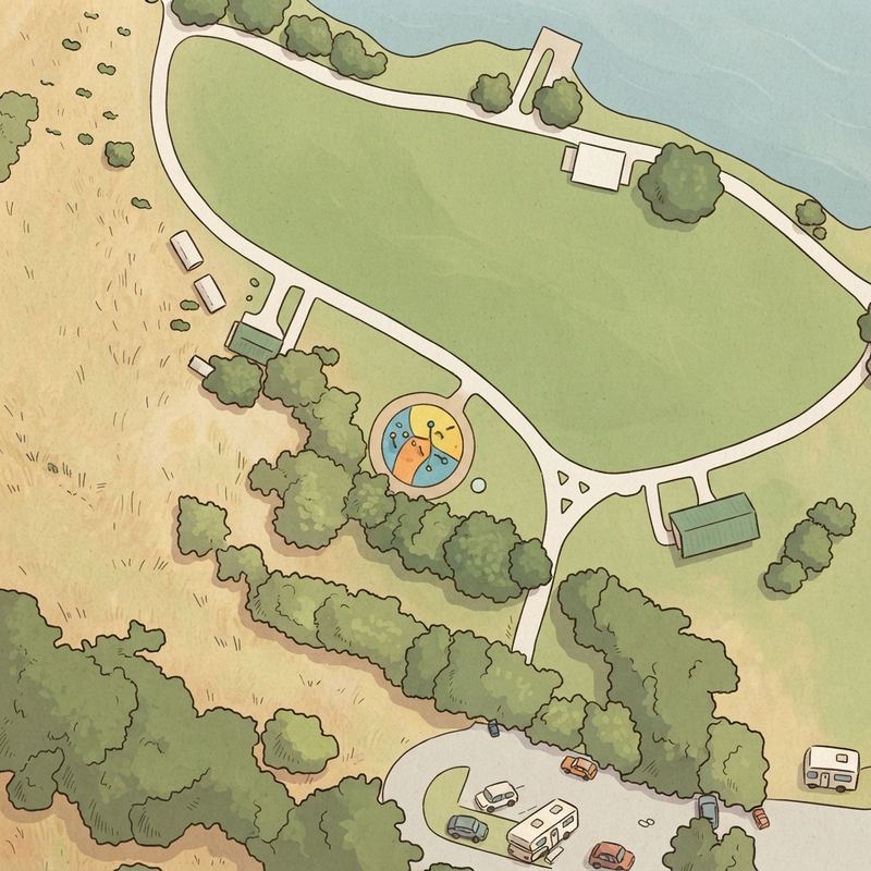 Illustrated map of Harry Myers Splash Pad