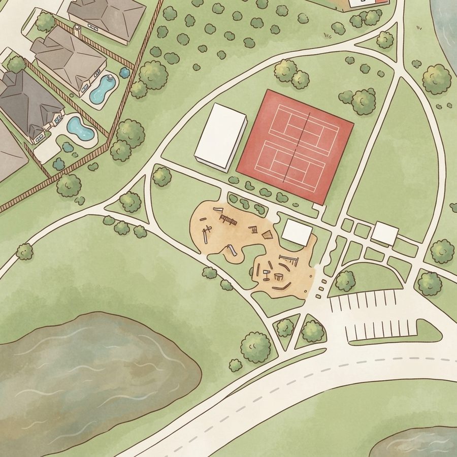 Illustrated map of Harvest Green Carrot Park