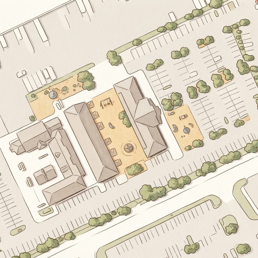 Illustrated map of Harvey E. Najim Children’s Pavilion
