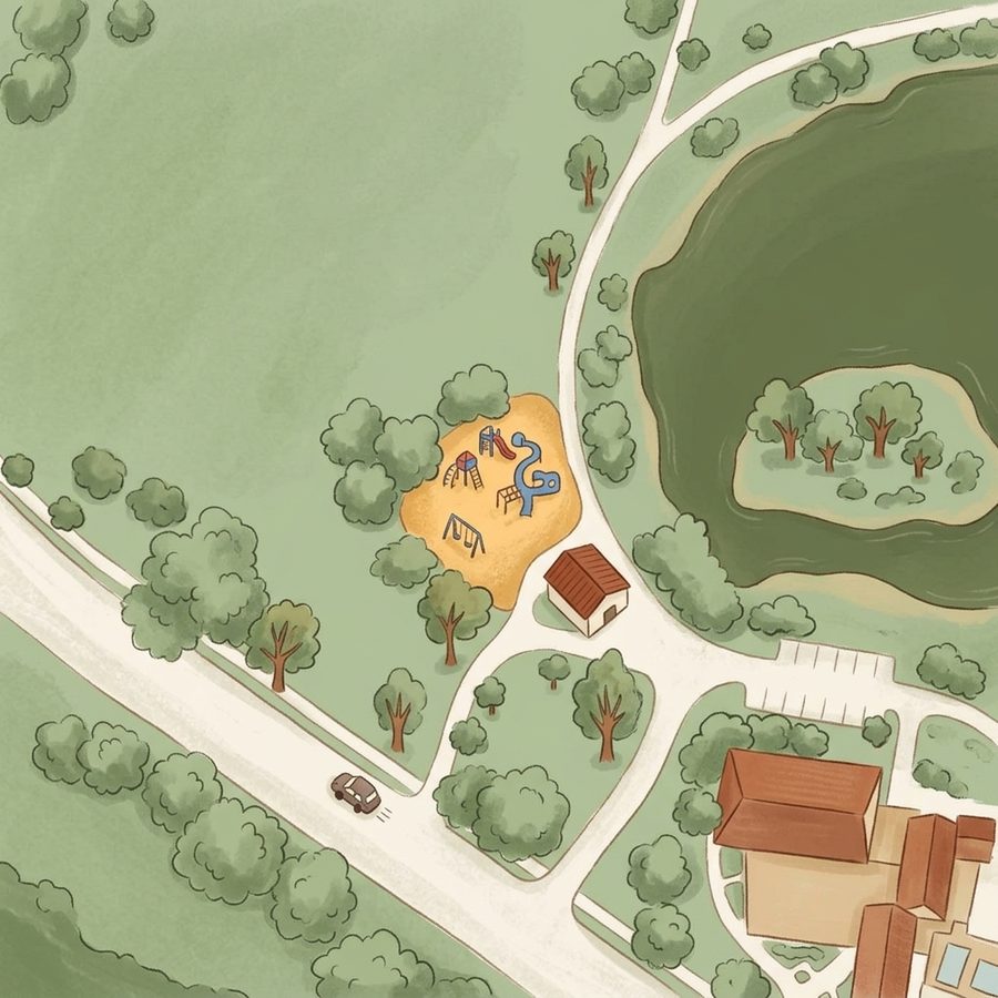 Illustrated map of Harvey Park Lake