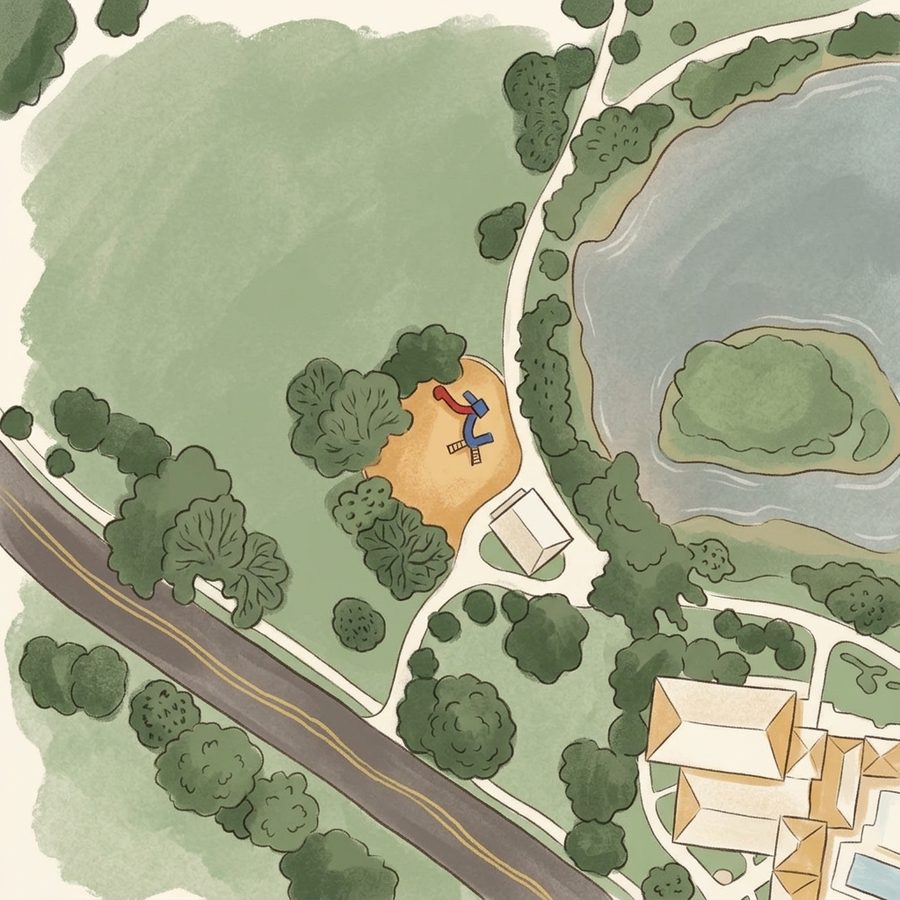 Illustrated map of Harvey Park Playground