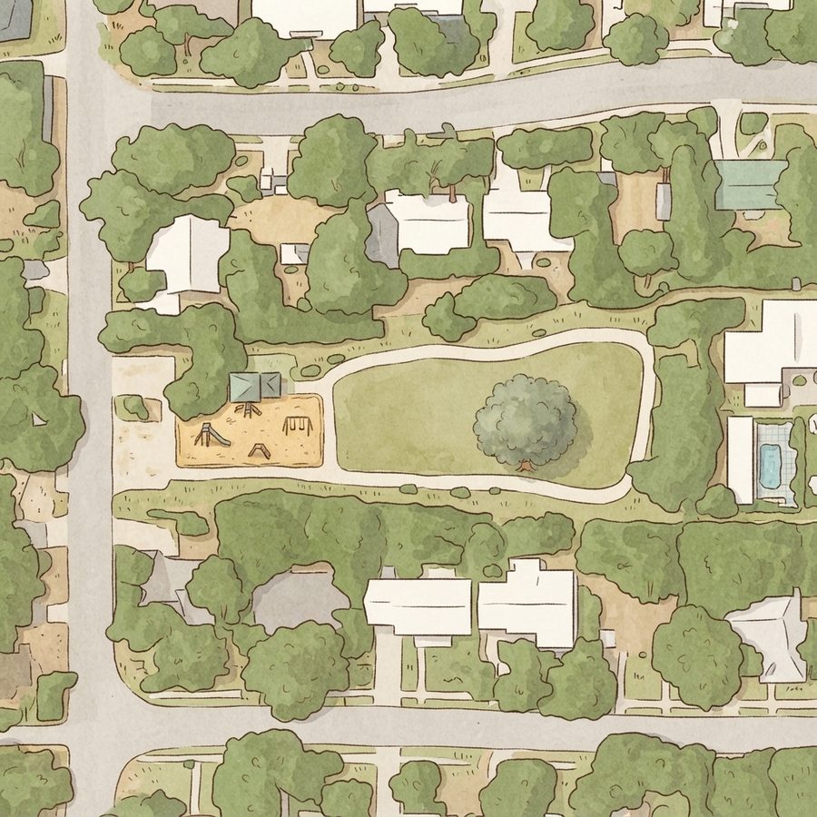 Illustrated map of Haskin Park