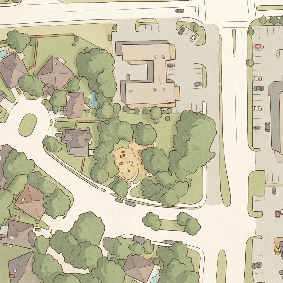 Illustrated map of Hearthstone Place Park
