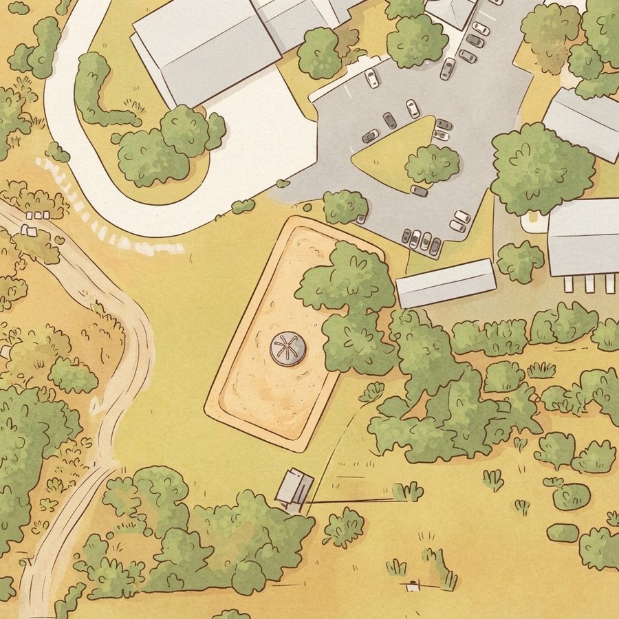 Illustrated map of Helotes City Park & Playground