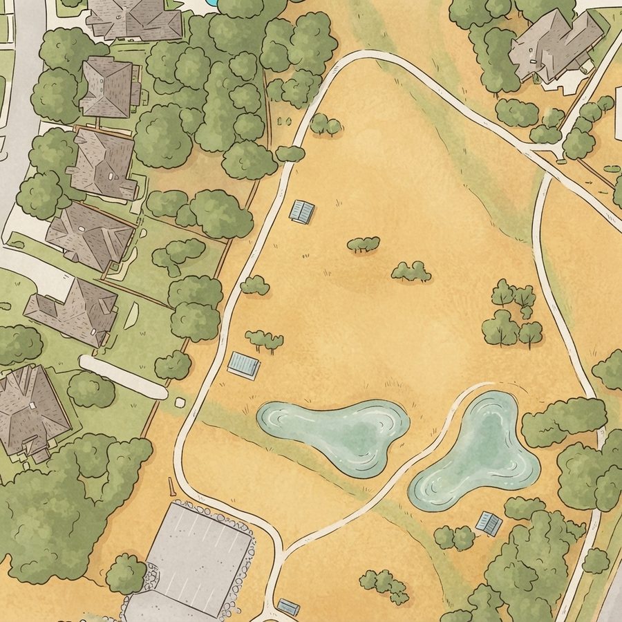 Illustrated map of Helotes Fitness Park and Disc Golf Course