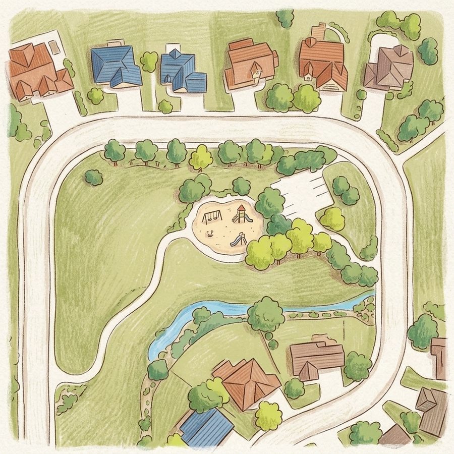 Illustrated map of Hemlock Park Playground