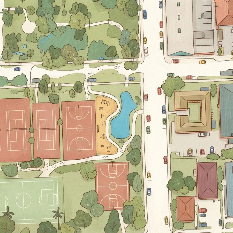 Illustrated map of Henderson Park