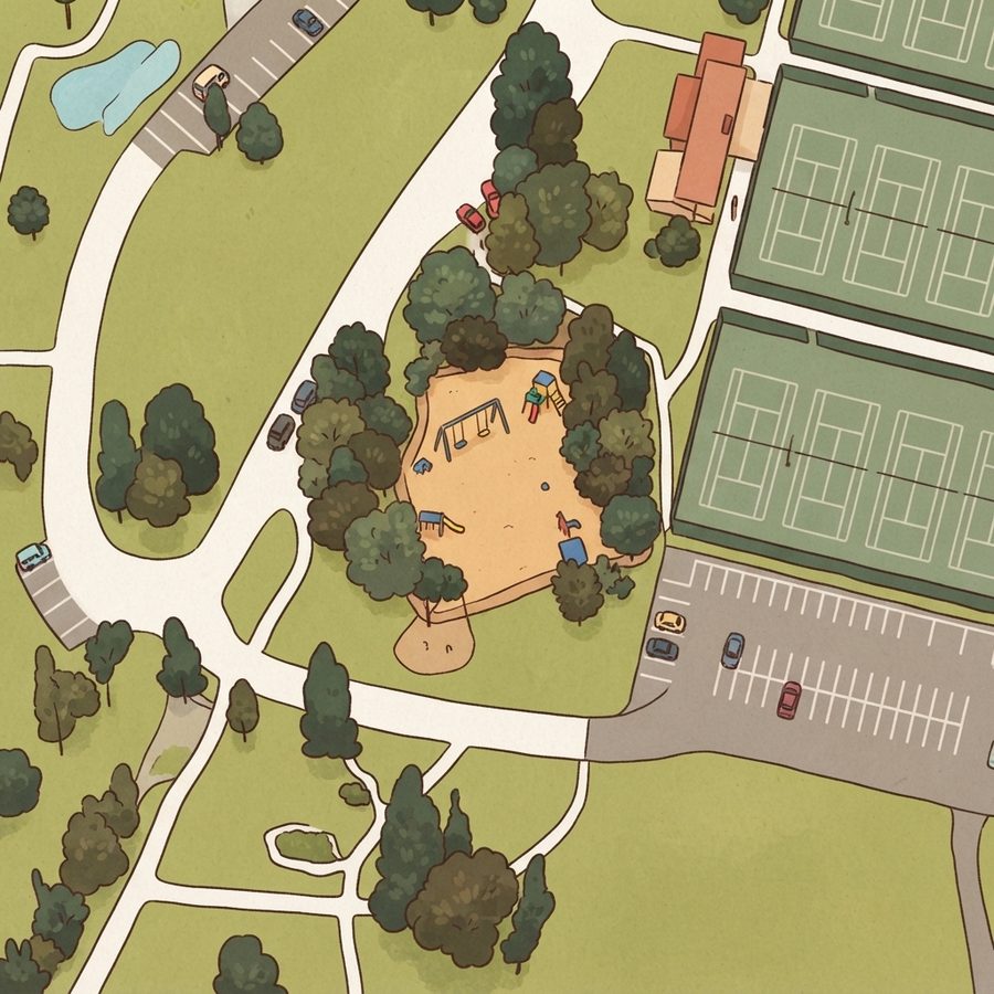 Illustrated map of Hendersonville Dog Park