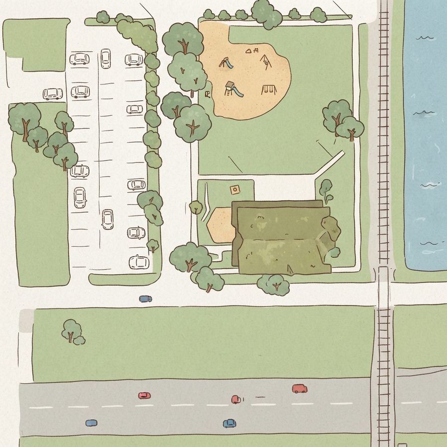 Illustrated map of Hennessy Park