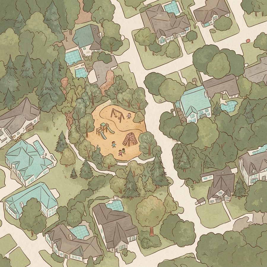 Illustrated map of Henry Froehner Pocket Park