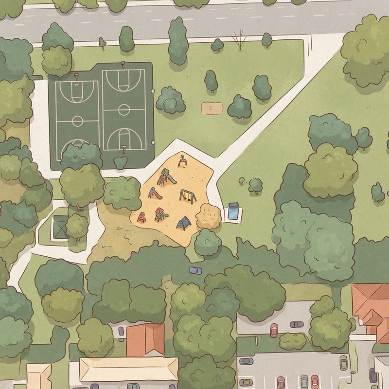 Illustrated map of Henry Reeves Park