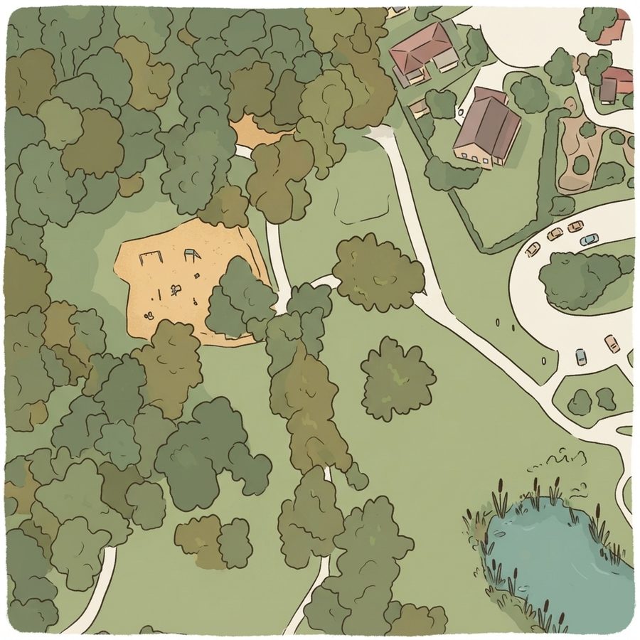 Illustrated map of Heritage Oaks Park