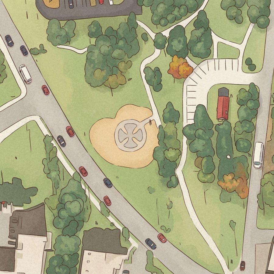Illustrated map of Hermitage Park