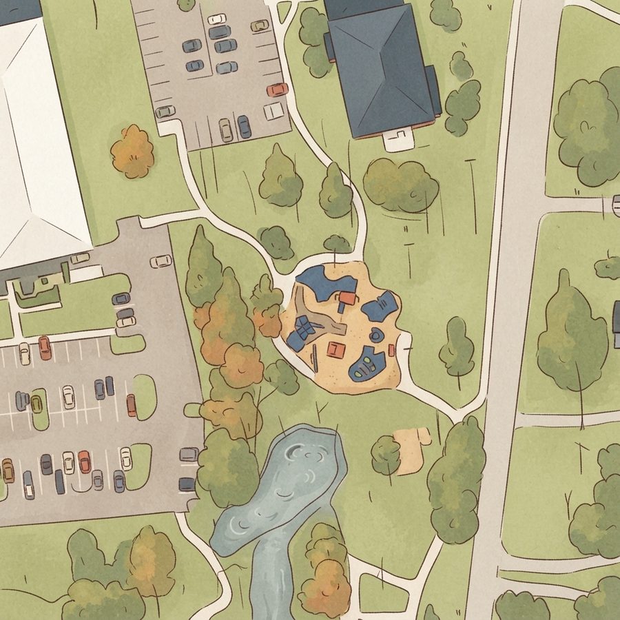 Illustrated map of Hermitage Park Playground