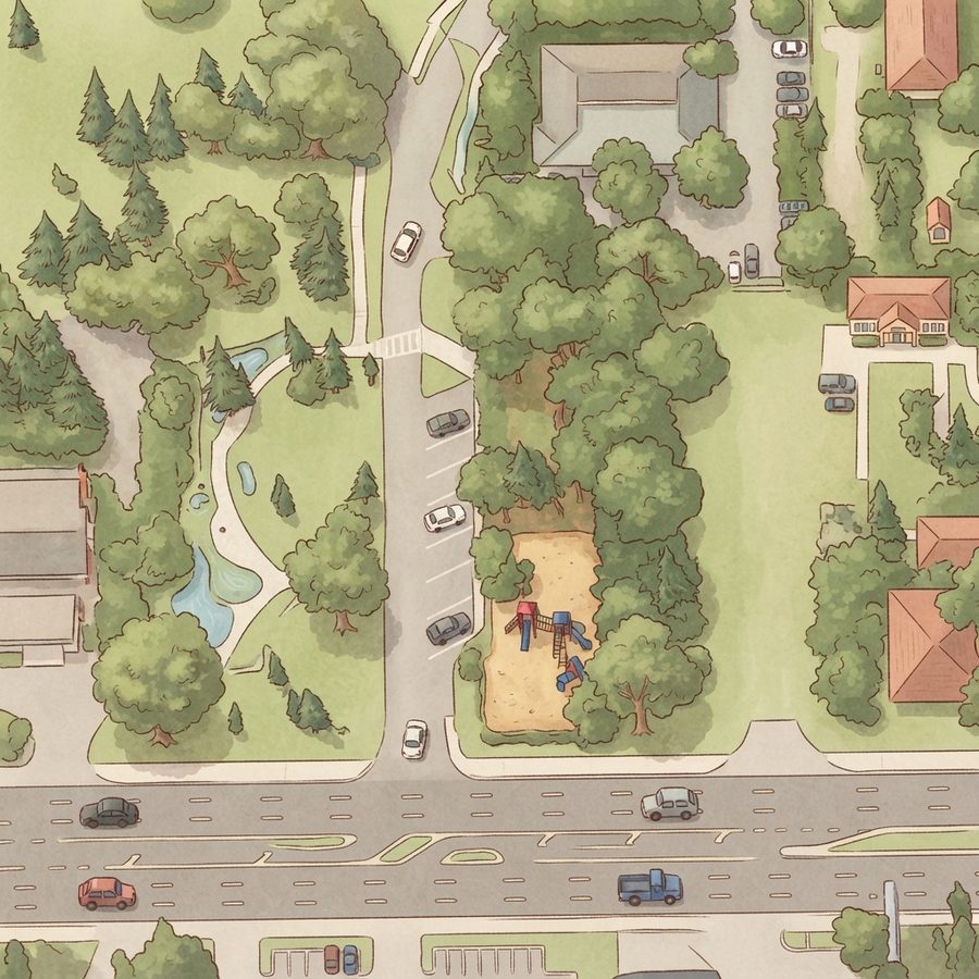 Illustrated map of Hermits Trail Park