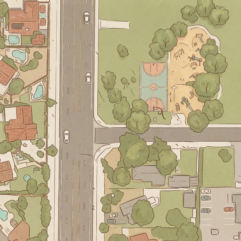 Illustrated map of Hermosa Vista Park Horseshoes Court