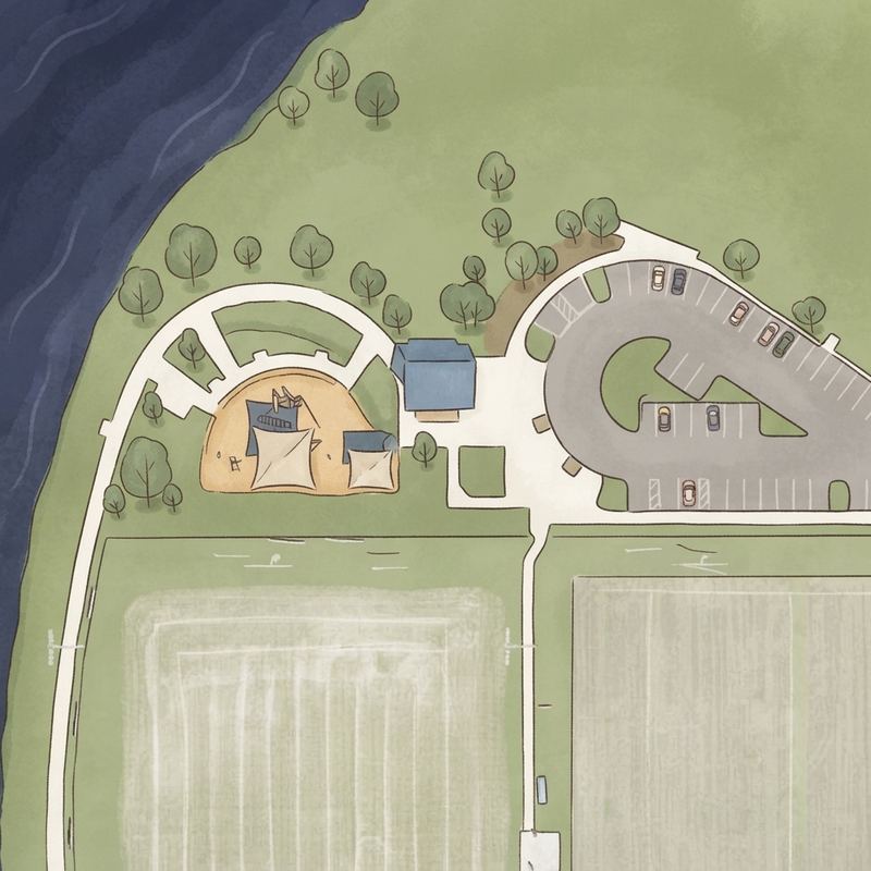 Illustrated map of Heroes Community Park