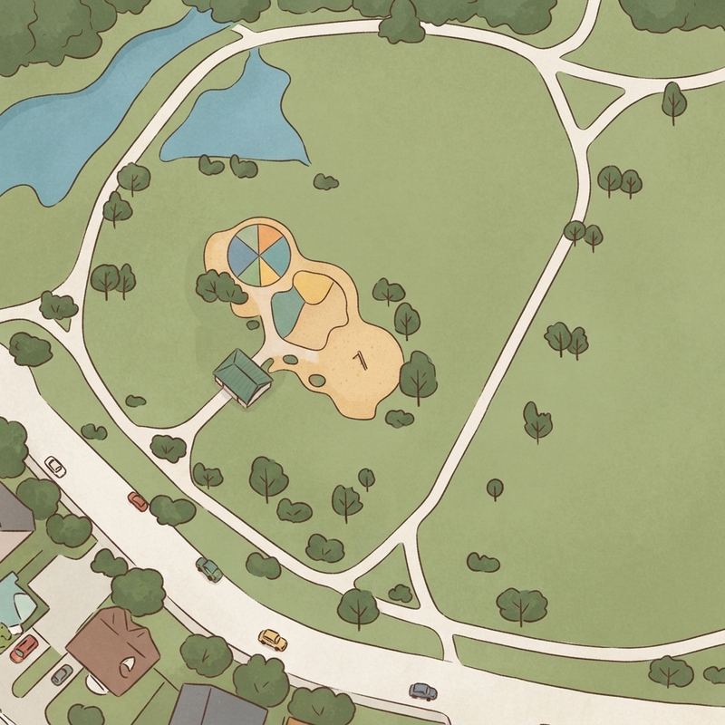 Illustrated map of Hickory Ridge Park