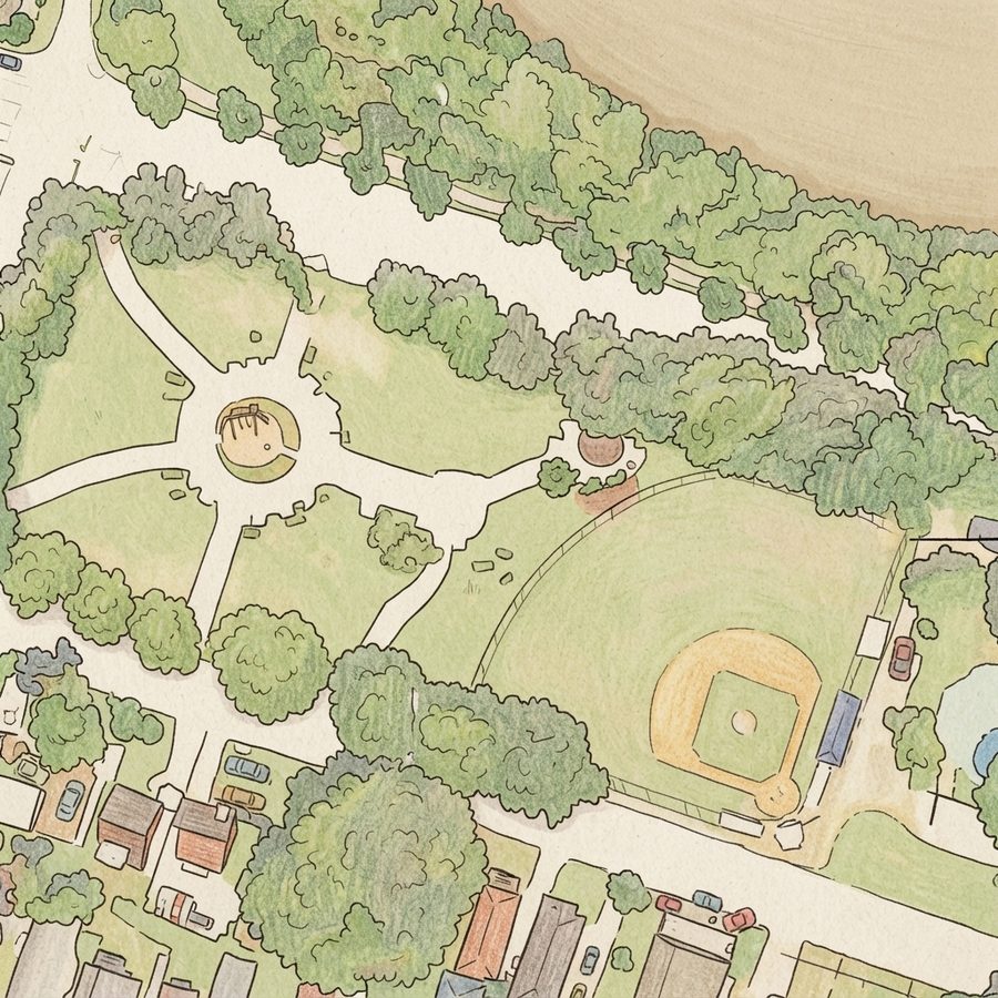 Illustrated map of Hidalgo Park