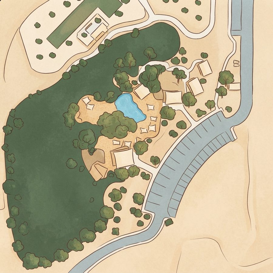 Illustrated map of Hidden Falls Park & Amargosa Trailhead