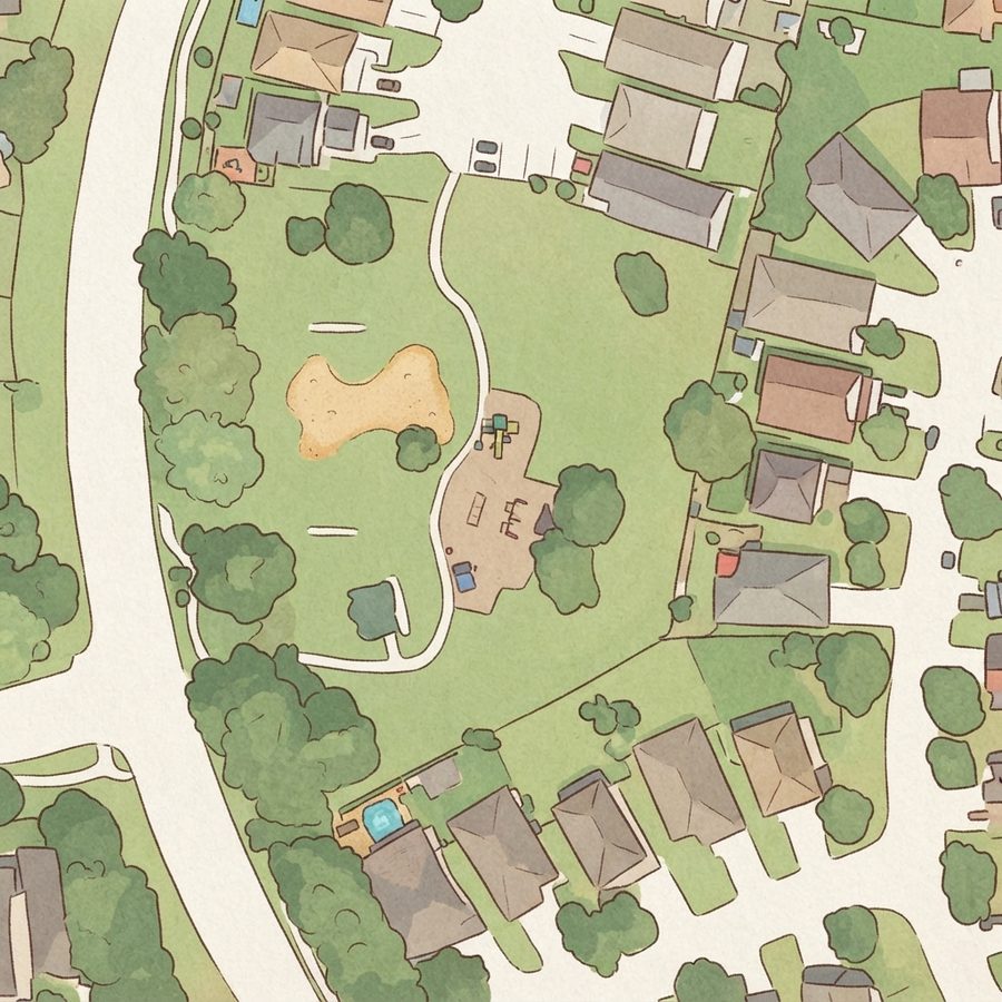 Illustrated map of Hidden Meadow Park