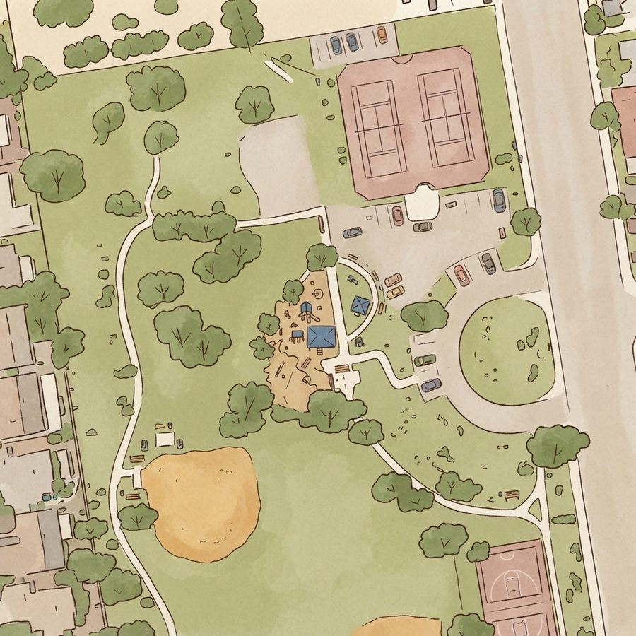 Illustrated map of Hidden Palms Park