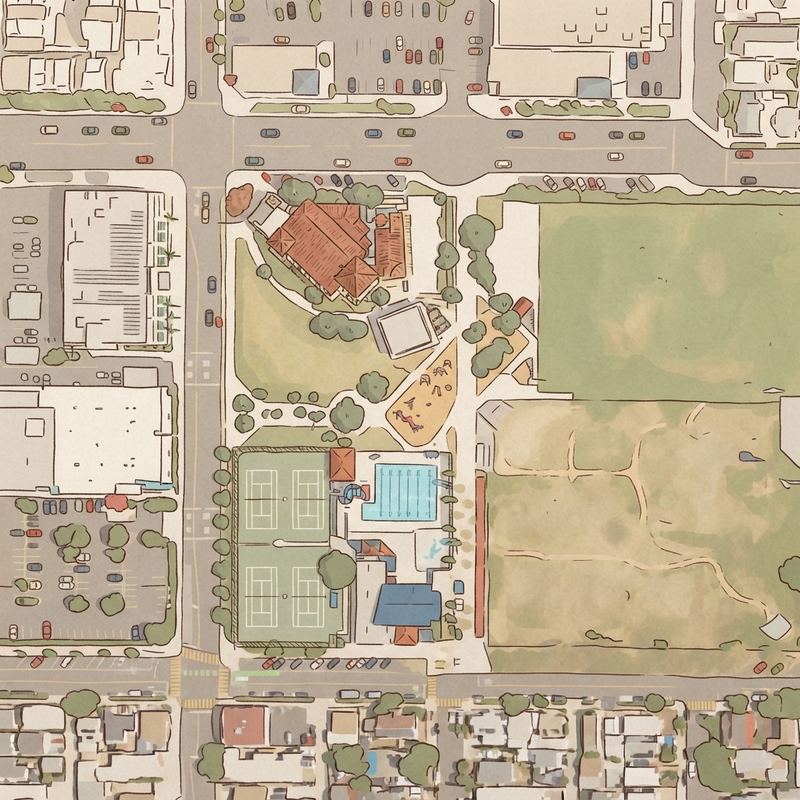 Illustrated map of Highland and Landis Park