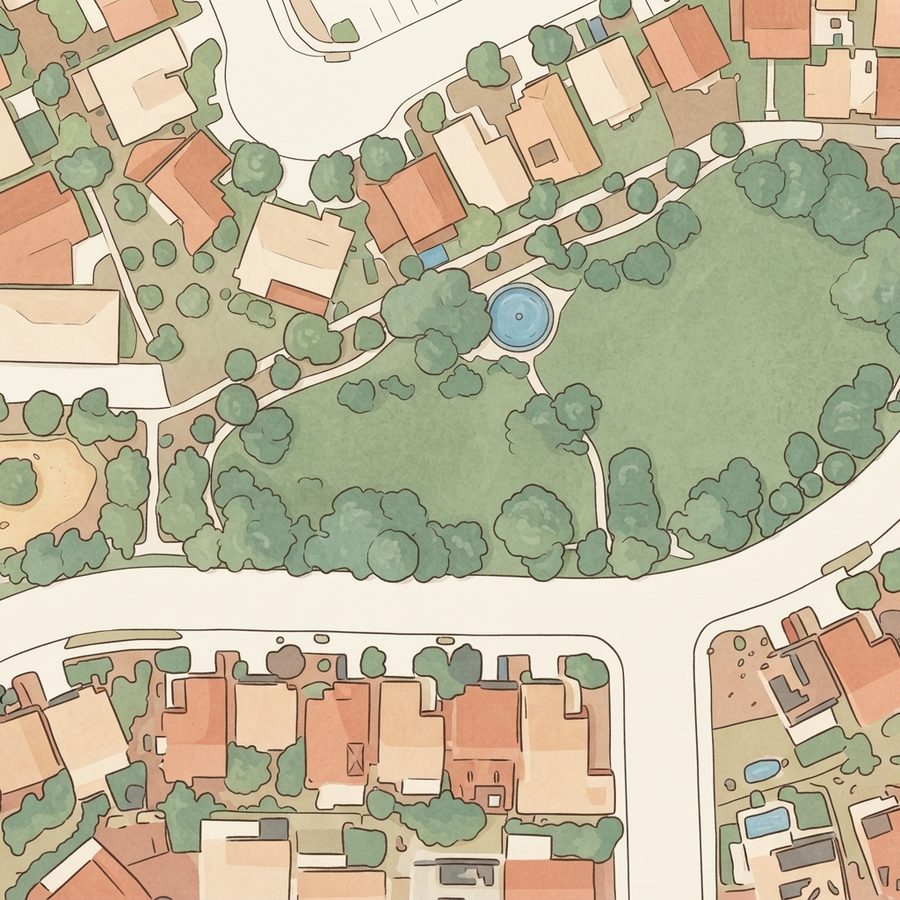 Illustrated map of Highland Hills Community Main Park