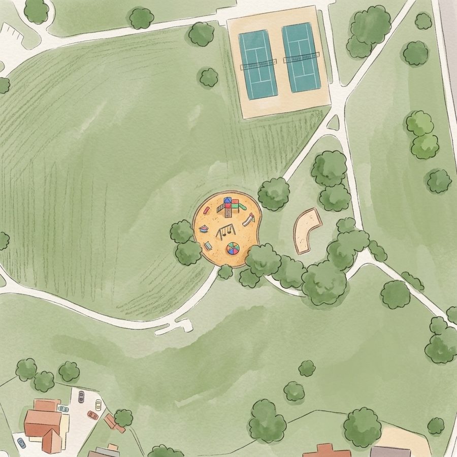 Illustrated map of Highland Hollows Park