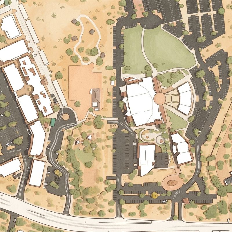 Illustrated map of Highland kids playground and splash pad