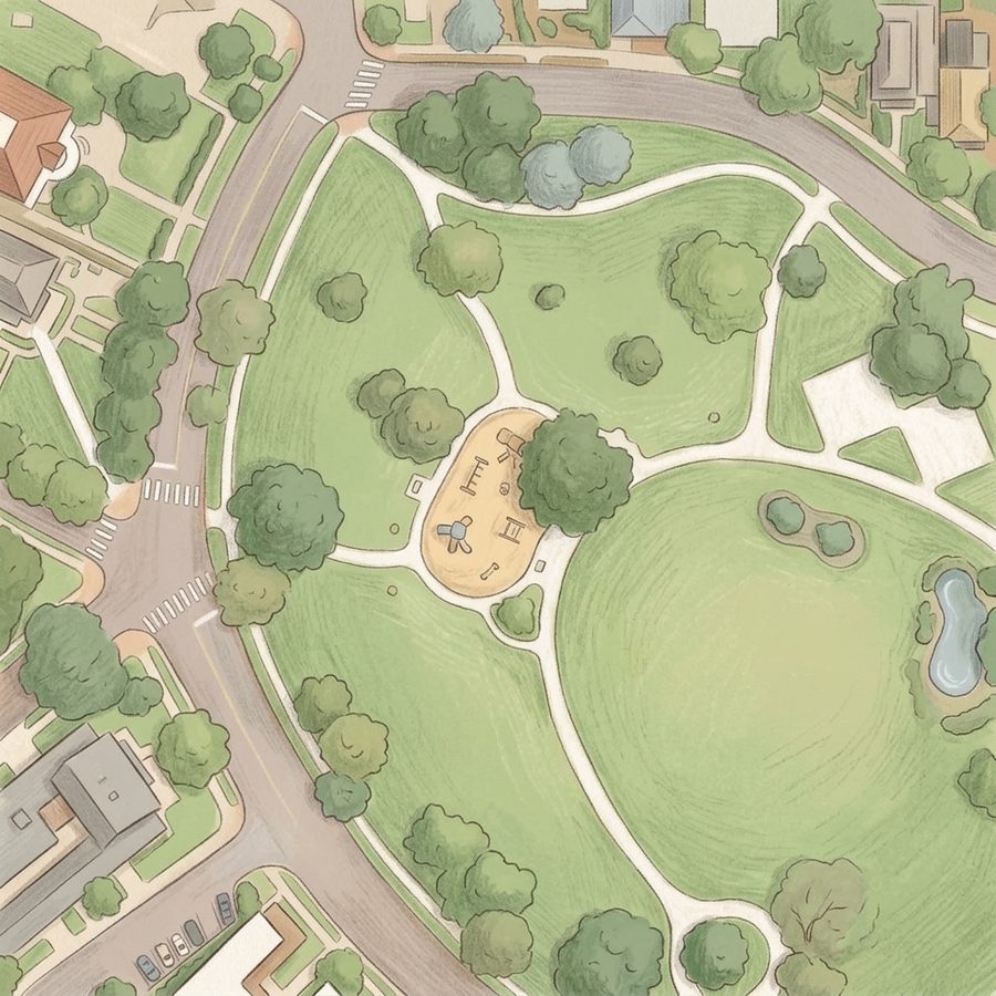 Illustrated map of Highland Park