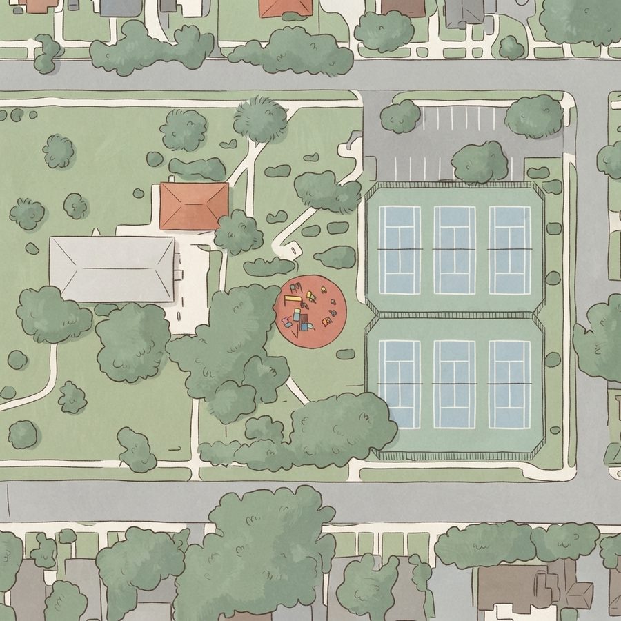 Illustrated map of Highland Park