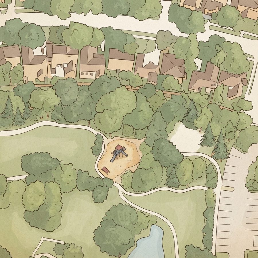 Illustrated map of Highlands Park