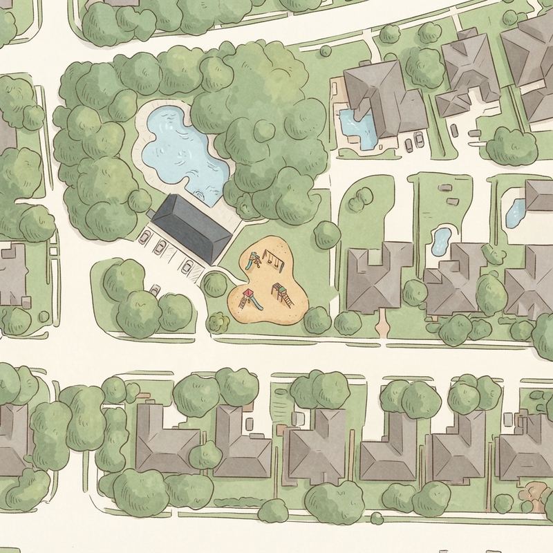 Illustrated map of Highlands Playground