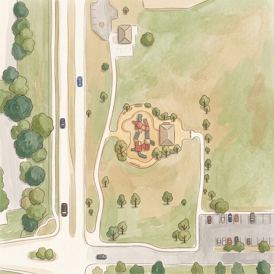Illustrated map of Highline Park & Ballfields