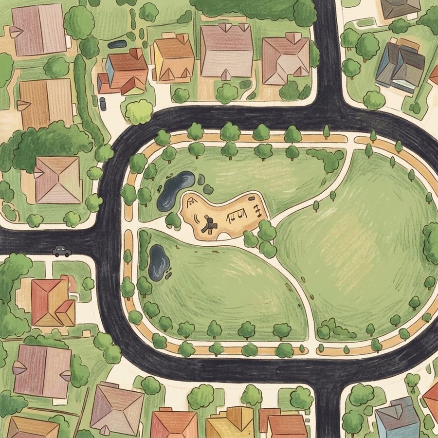 Illustrated map of Highridge Park